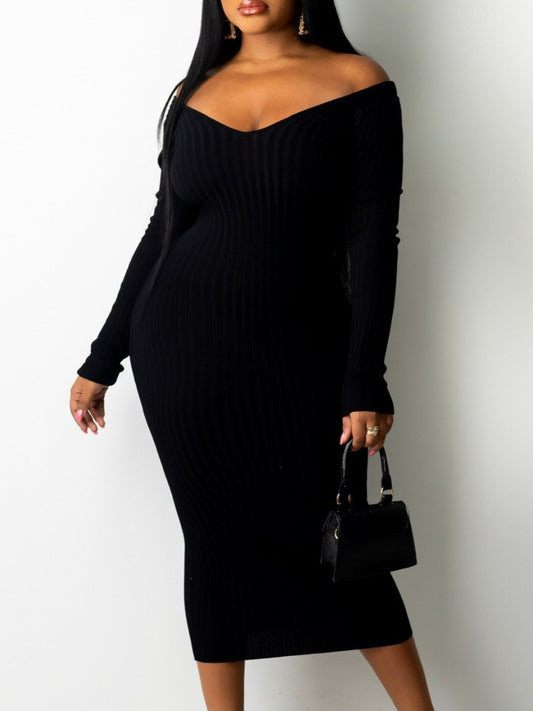 Off the Shoulder Thread Fitted Dress