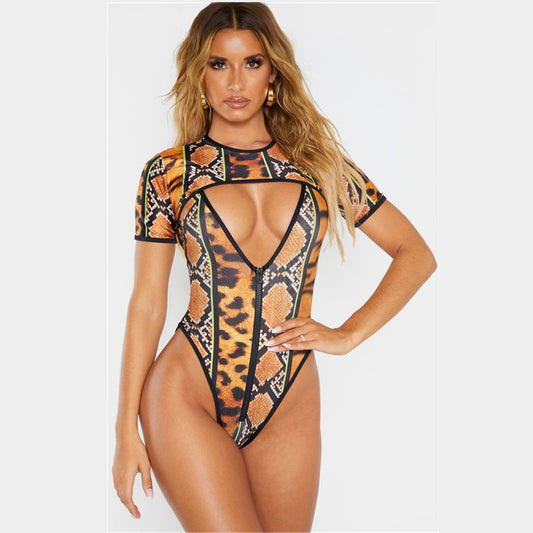 Two-piece Snakeskin Printed Swimsuit Set