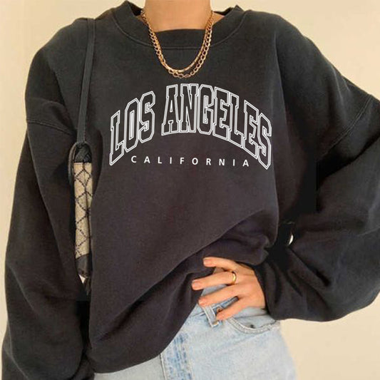 Los Angeles Round Neck Fleece Sweater