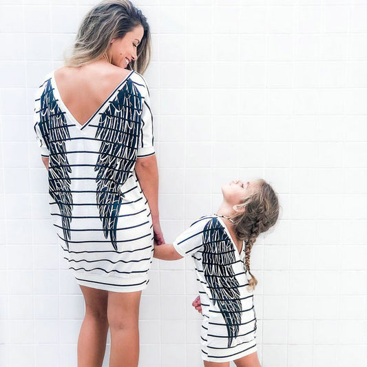 Mother/Daughter Short Sleeve Striped Dress